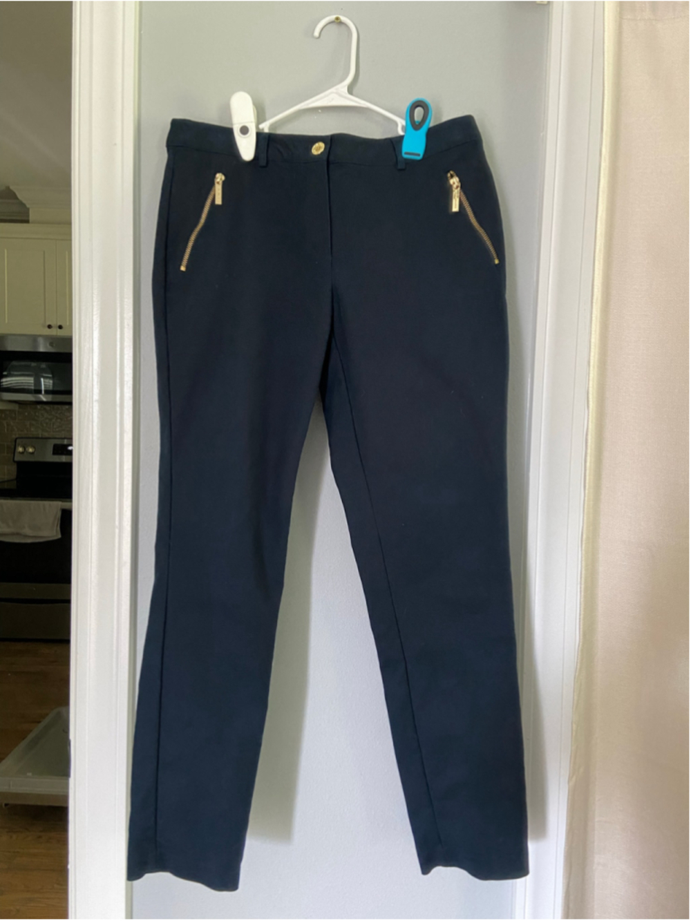 Michael Kors, blue and gold pants, size 8